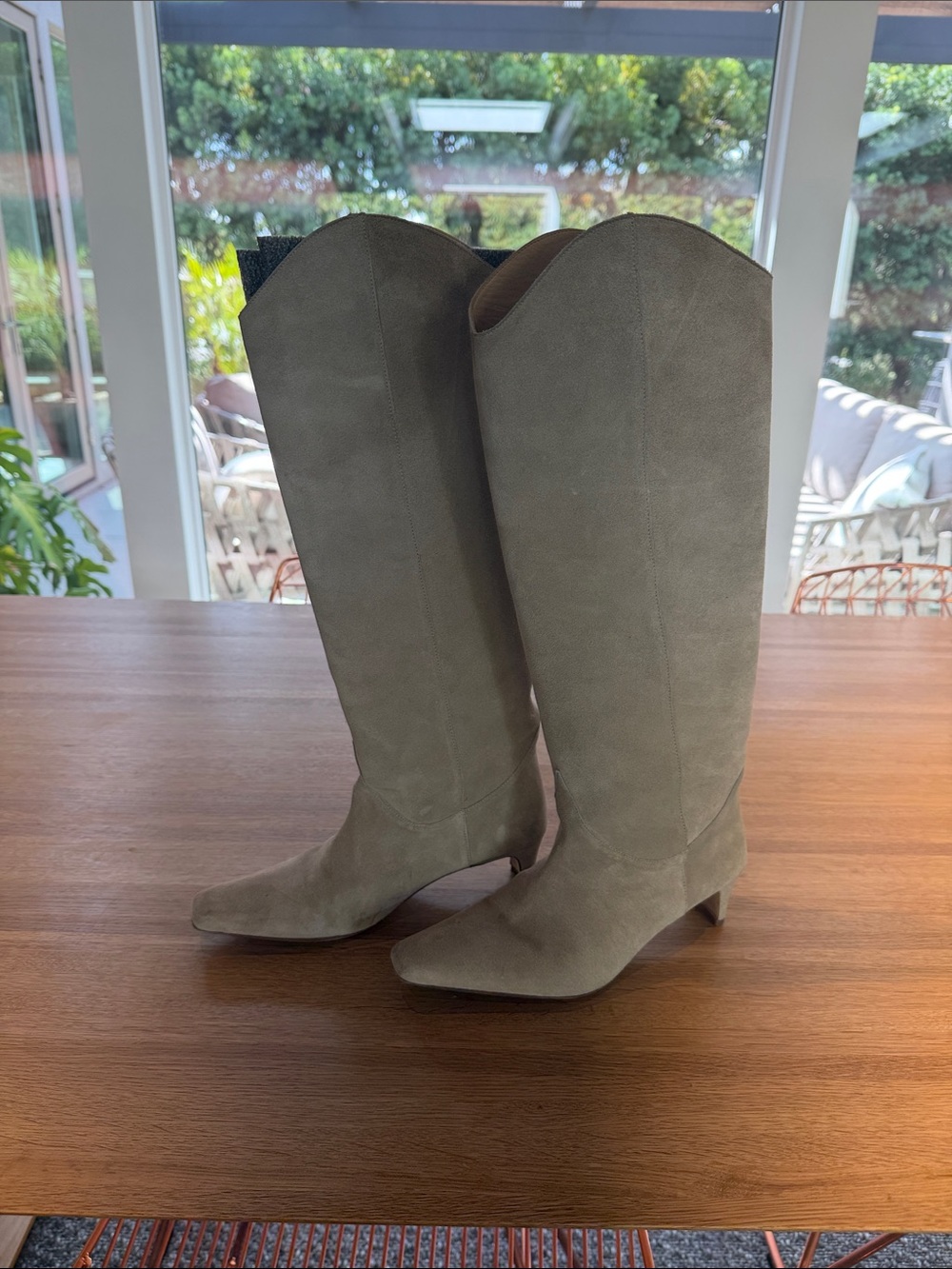 STAUD Stone neutral Suede Over-the-Knee Boots